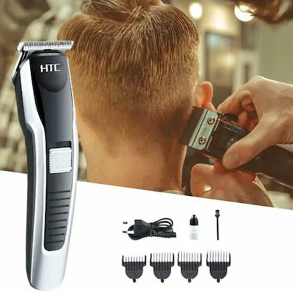 HTC AT-538 Rechargeable Hair Beard Trimmer for Men Trendy Styler HTC Trimmer Stainless Steel Sharp Blade Beard Shaver - Image 3