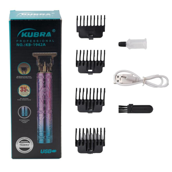 Kubra Kb - 1942A Professional Battery Powered Trimmer For Men - Multi | Beard & Body Trimmer | USB Fast Charging | Stainless Steel Self-Sharpening Blades - Image 2