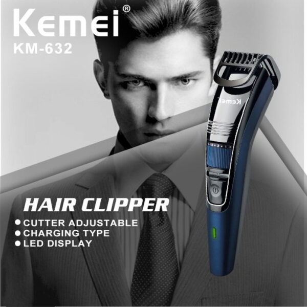 Kemei KM-632 (RECHARGEABLE CLIPPER) Trimmer 45 min Runtime 20 Length Settings - Image 3