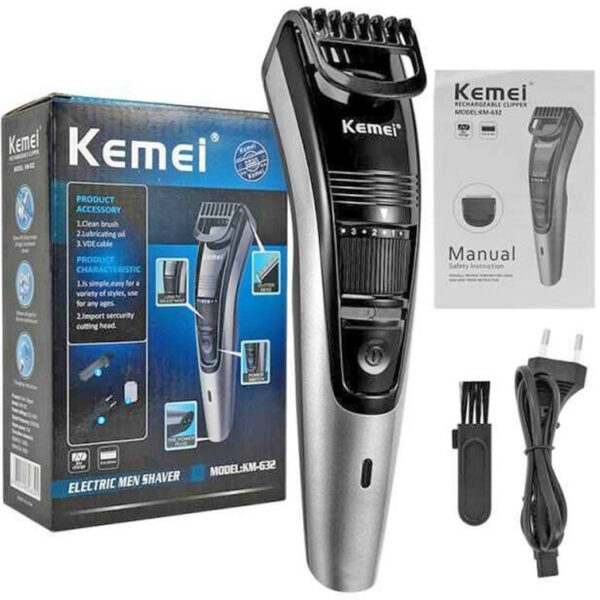 Kemei KM-632 (RECHARGEABLE CLIPPER) Trimmer 45 min Runtime 20 Length Settings