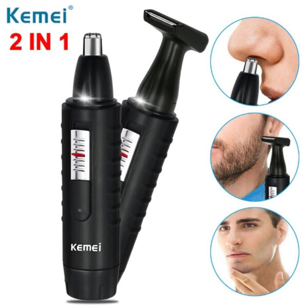 Kemei KM 9688 2in1 Nose Trimmer Face Care Beard Hair Removal Shaving Trimmer Trimmer 30 min Runtime 1 Length Settings - Image 2