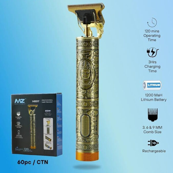 MZ M852T (PROFESIONAL HAIR TRIMMER) Full Metal Trimmer with 1200 mAh Battery Trimmer 120 min Runtime 3 Length Settings