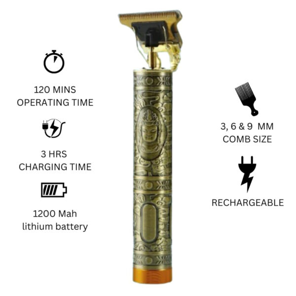 MZ M852T (PROFESIONAL HAIR TRIMMER) Full Metal Trimmer with 1200 mAh Battery Trimmer 120 min Runtime 3 Length Settings - Image 3