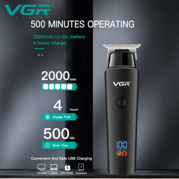 VGR V-937 Professional Corded & Cordless Hair Trimmer Runtime:500 minutes - Image 6