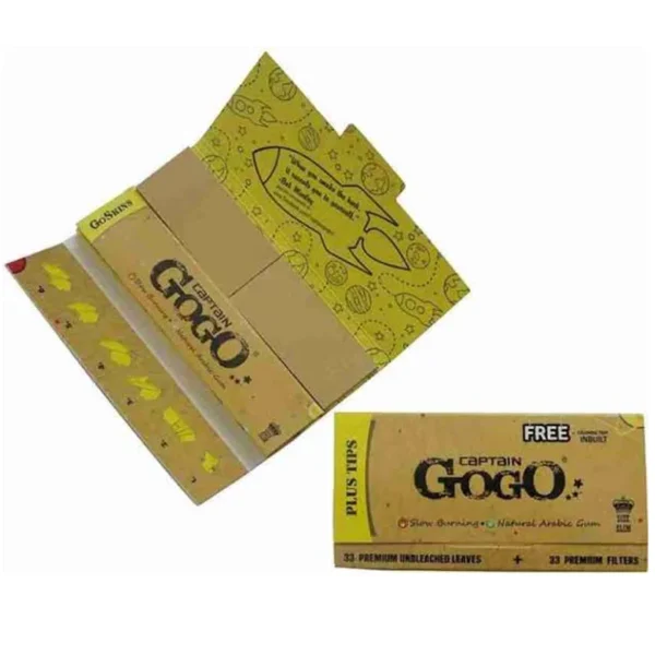 Captain gogo brown rolling paper with tips