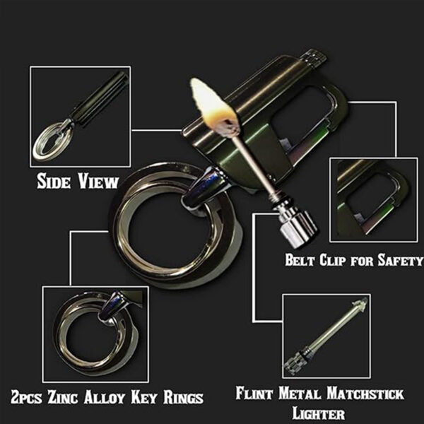 2 in 1 Keychain Lighter Waterproof Cigarette Flint Lighter - Image 4