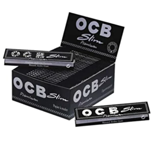 Ocb Black Rolling Cigarette Paper Premium Slim King Size (White) - Pack of 50