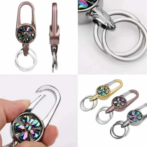 Omuda Premium and Stylish Hook Locking Metal Key Chain With Spinner for Men & Women & for Gift (M-3770 Black) - Image 4